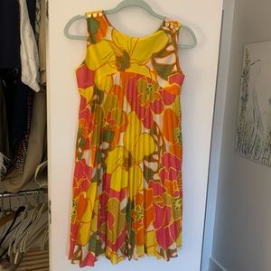Authentic 1960s Vintage Floral Swing Dress Size Small